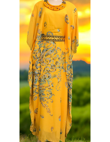 Vibrant African Print Kaftan Dress