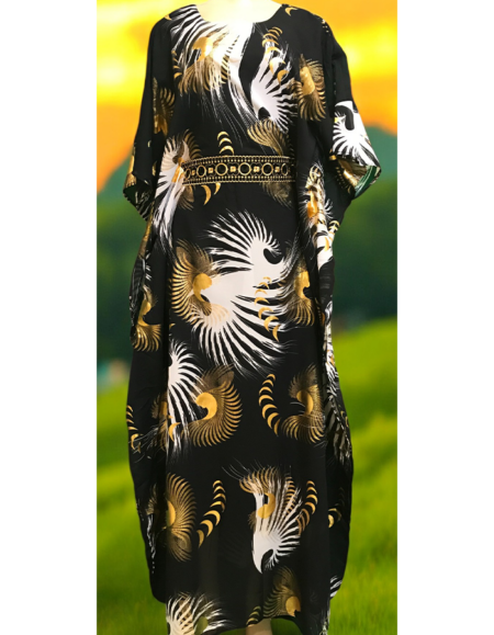 Vibrant African Print Kaftan Dress