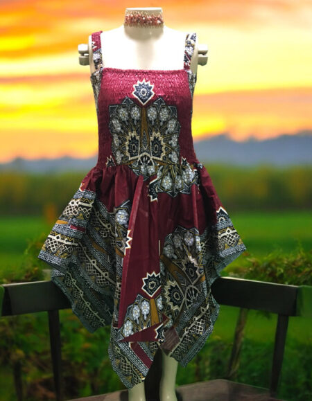 Off-Shoulder Ankara Kaftan Dress