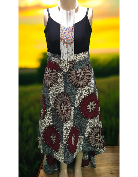 African Print Sleeveless High-Low Dress