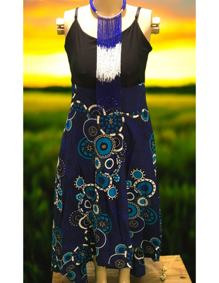 African Print Sleeveless High-Low Dress