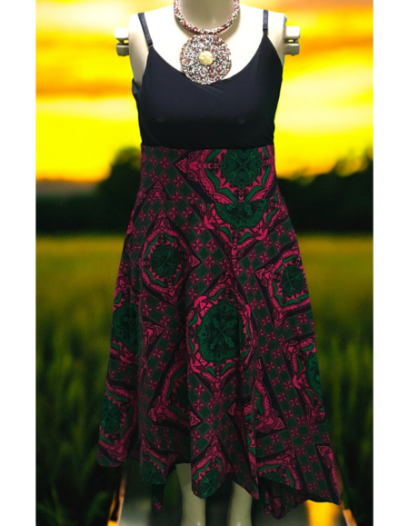 African Print Sleeveless High-Low Dress