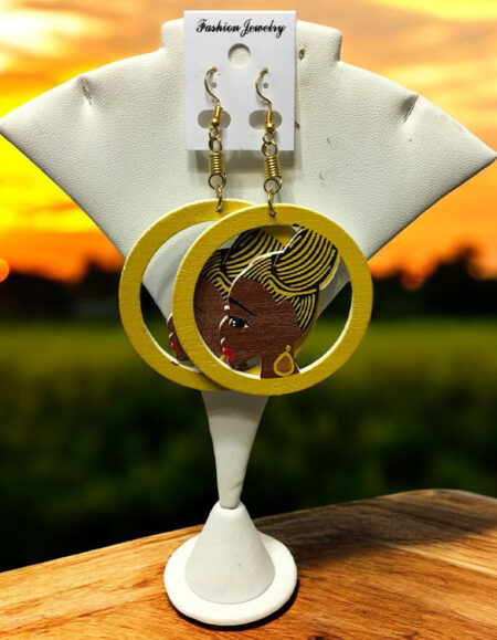 Bold African-Inspired Wooden Hoop Earrings