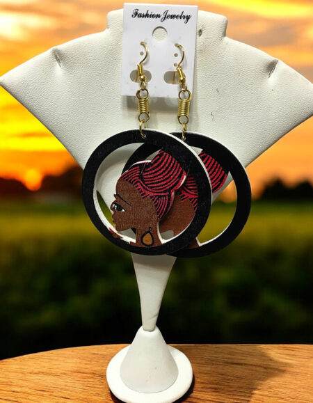 Bold African-Inspired Wooden Hoop Earrings