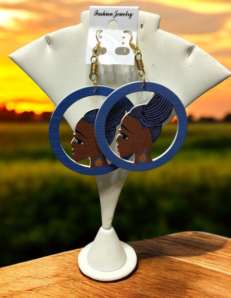 Bold African-Inspired Wooden Hoop Earrings