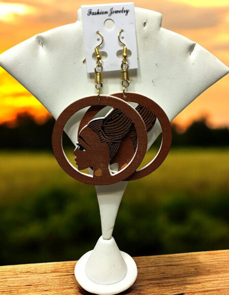 Bold African-Inspired Wooden Hoop Earrings