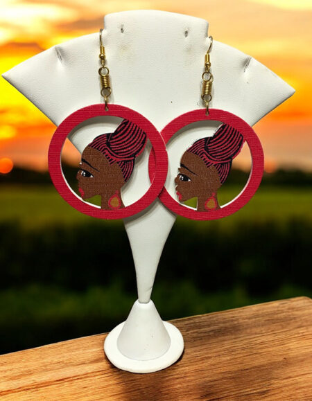 Bold African-Inspired Wooden Hoop Earrings