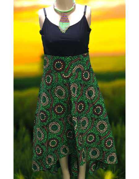 African Print Sleeveless High-Low Dress
