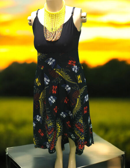 African Print Sleeveless High-Low Dress