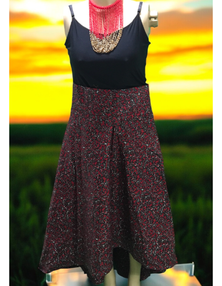 African Print Sleeveless High-Low Dress