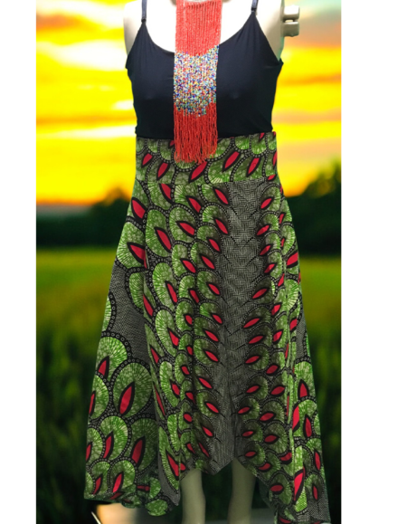 African Print Sleeveless High-Low Dress