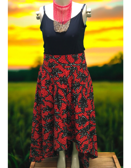 African Print Sleeveless High-Low Dress