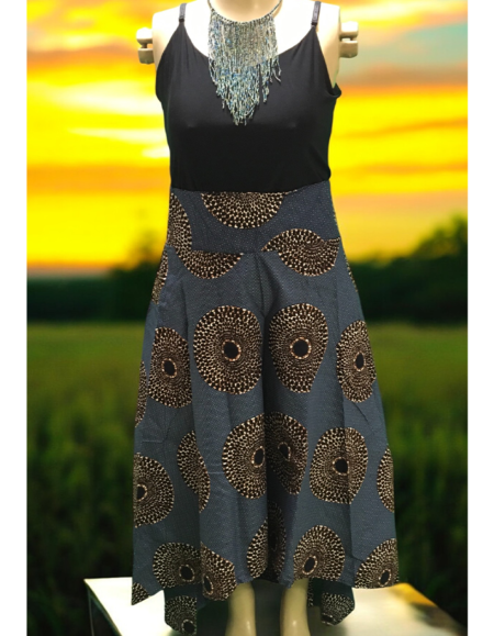 African Print Sleeveless High-Low Dress